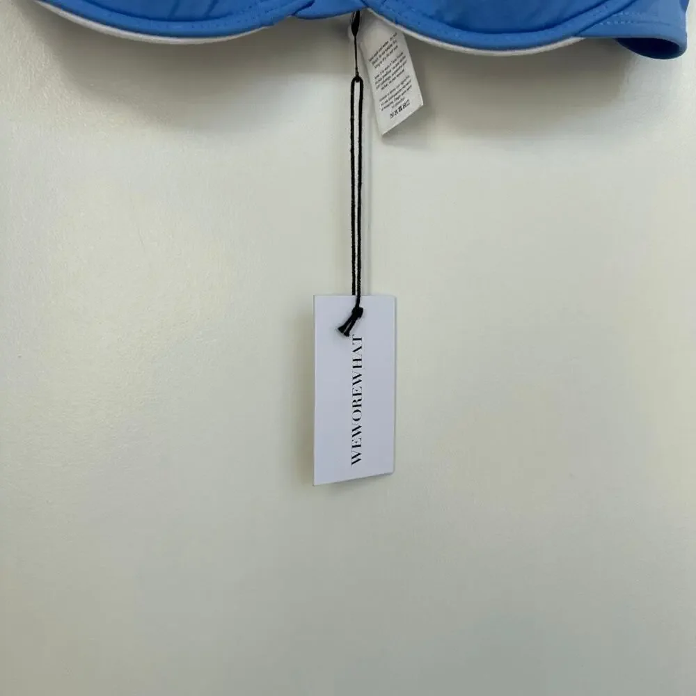 WeWoreWhat Claudia Bikini Top Blue Size L NWT Underwire